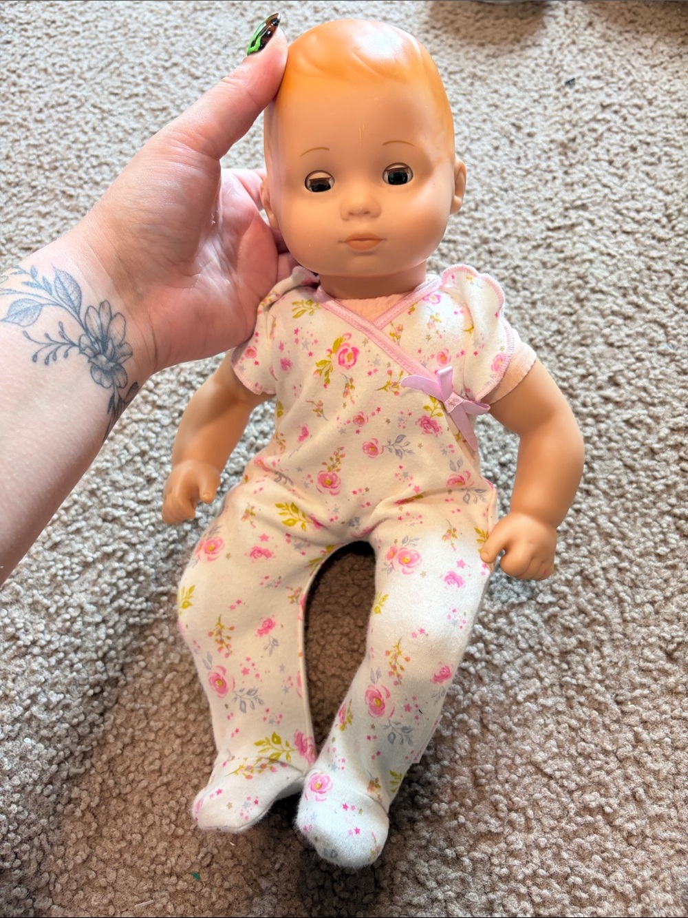 B72 American Girl Bitty Baby Classic Baby Doll in Branded Pink Floral Outfit